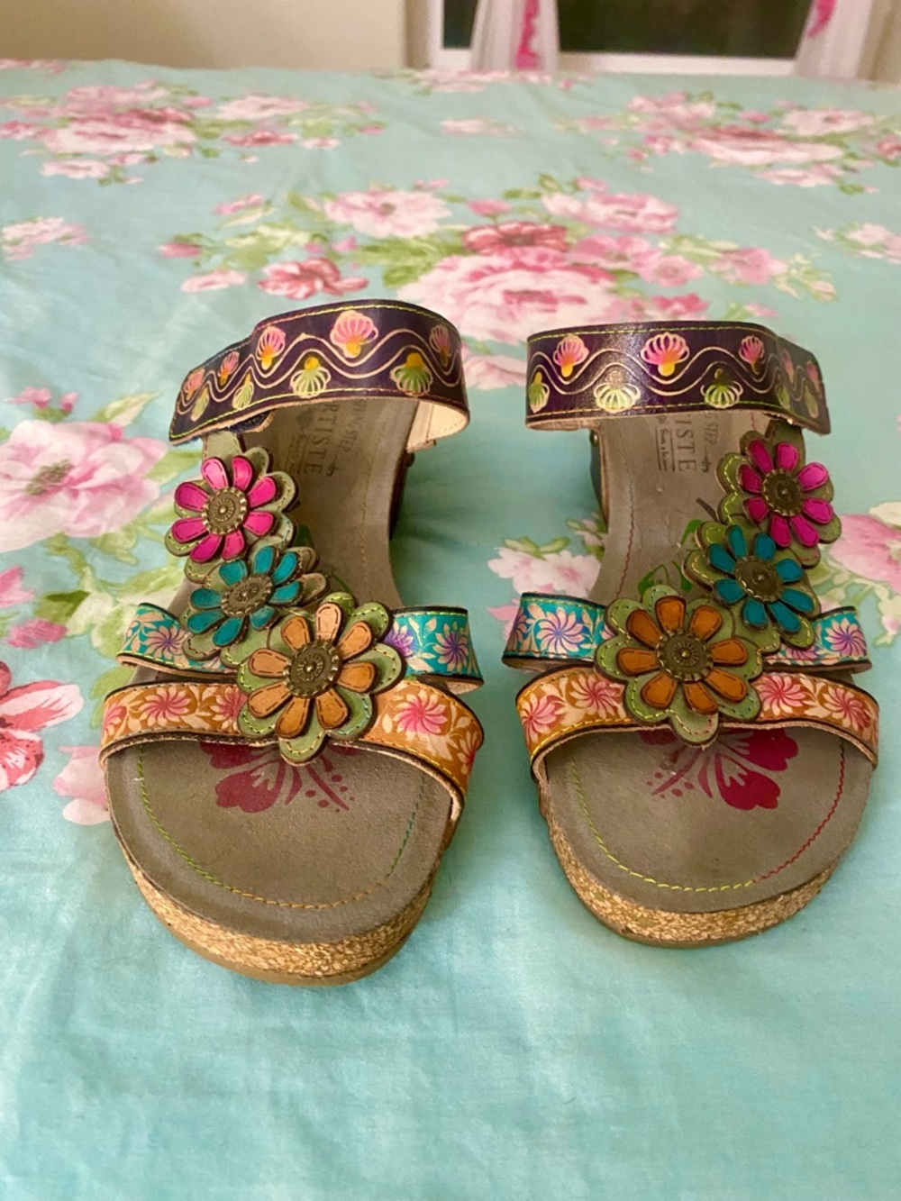 L'Artiste Floral Multi-Color Women's Flower-Embellished Sandals